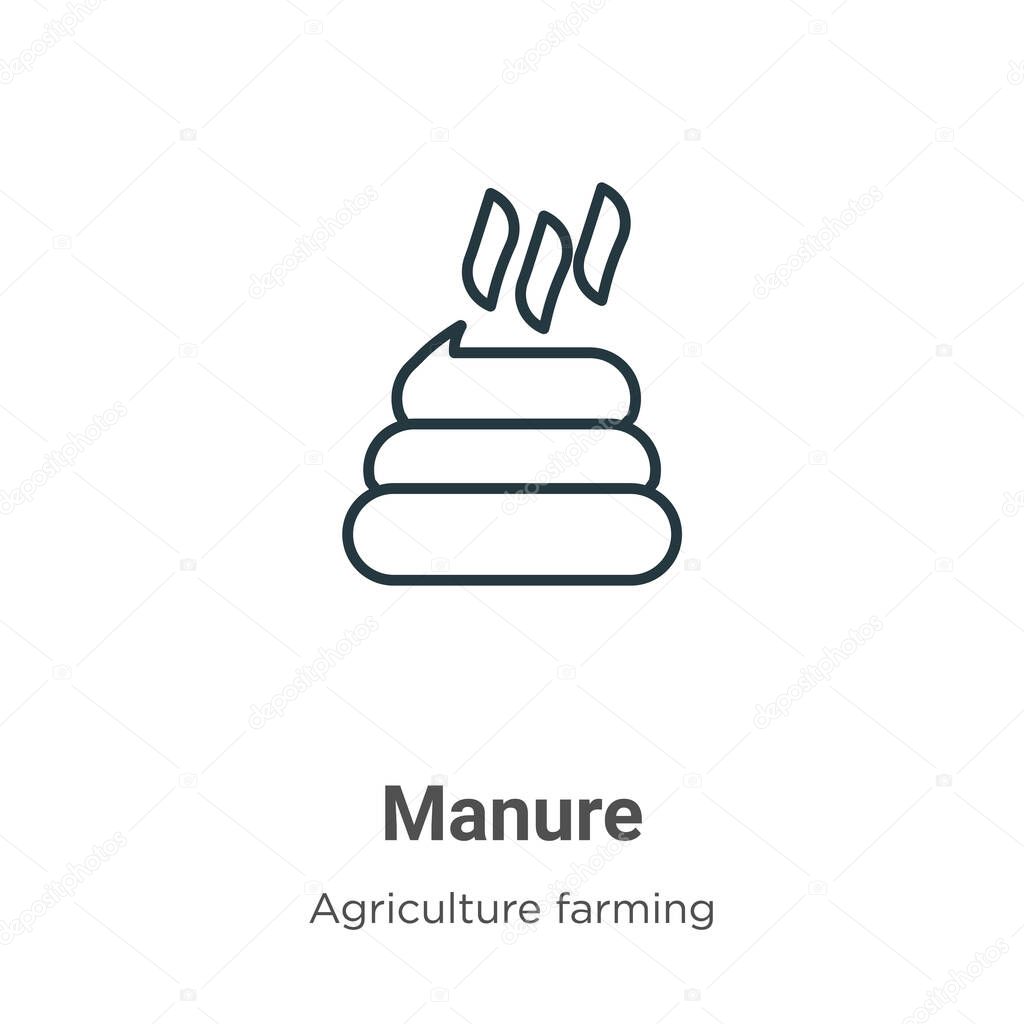 Manure outline vector icon. Thin line black manure icon, flat vector simple element illustration from editable agriculture farming and gardening concept isolated stroke on white background