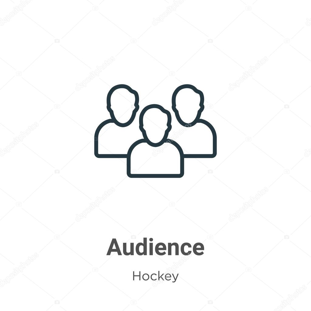 Audience outline vector icon. Thin line black audience icon, flat vector simple element illustration from editable hockey concept isolated stroke on white background