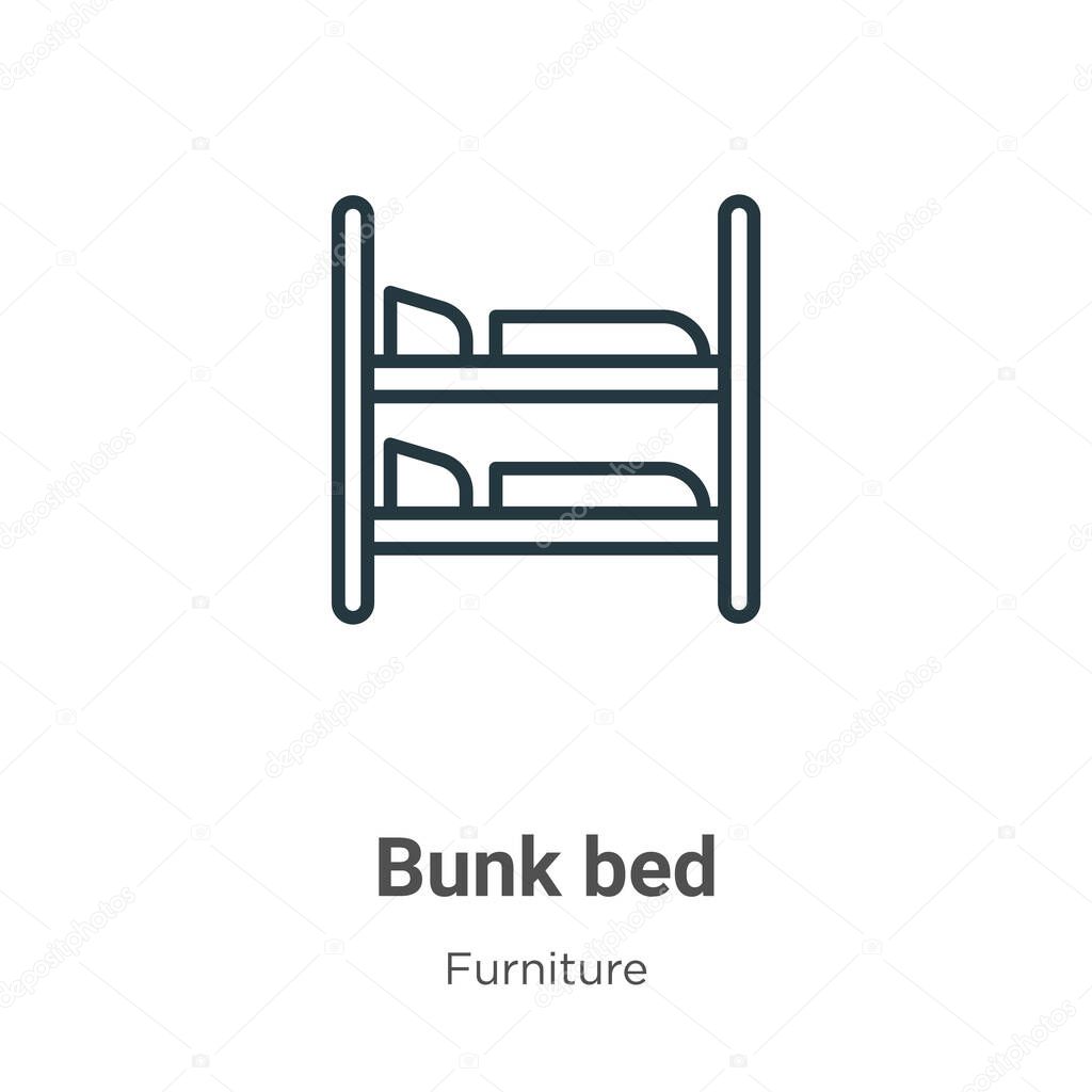 Bunk bed outline vector icon. Thin line black bunk bed icon, flat vector simple element illustration from editable furniture concept isolated stroke on white background