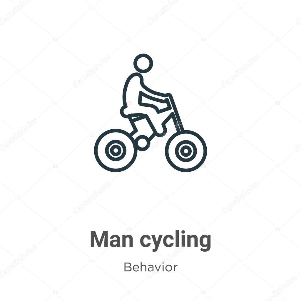 Man cycling outline vector icon. Thin line black man cycling icon, flat vector simple element illustration from editable behavior concept isolated stroke on white background