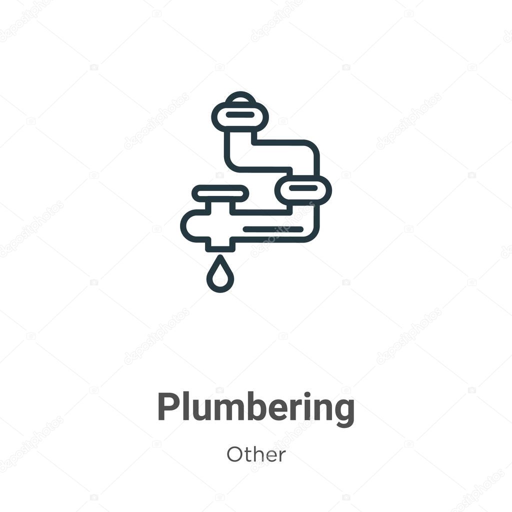 Plumbering outline vector icon. Thin line black plumbering icon, flat vector simple element illustration from editable other concept isolated stroke on white background