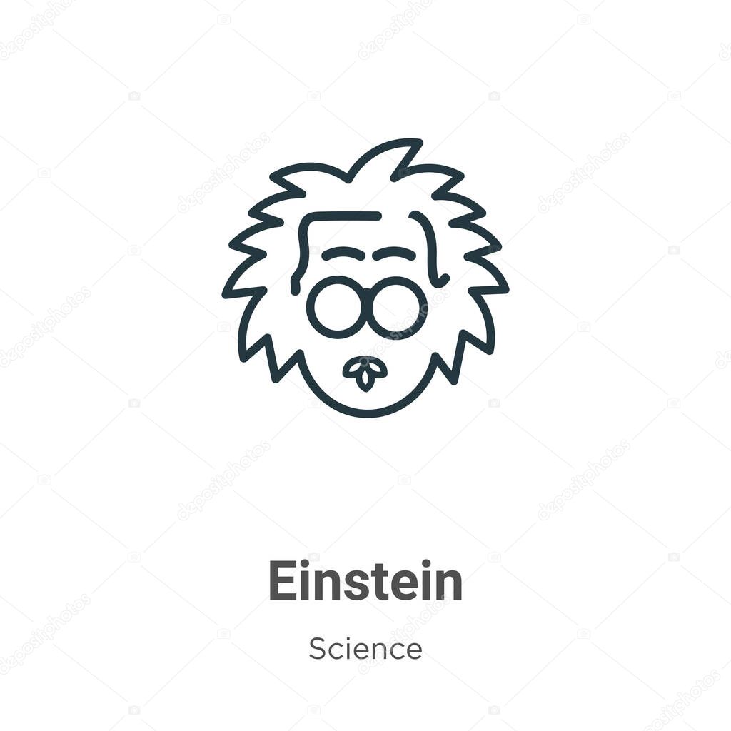 Einstein outline vector icon. Thin line black einstein icon, flat vector simple element illustration from editable science concept isolated stroke on white background