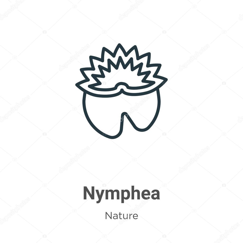 Nymphea outline vector icon. Thin line black nymphea icon, flat vector simple element illustration from editable nature concept isolated stroke on white background