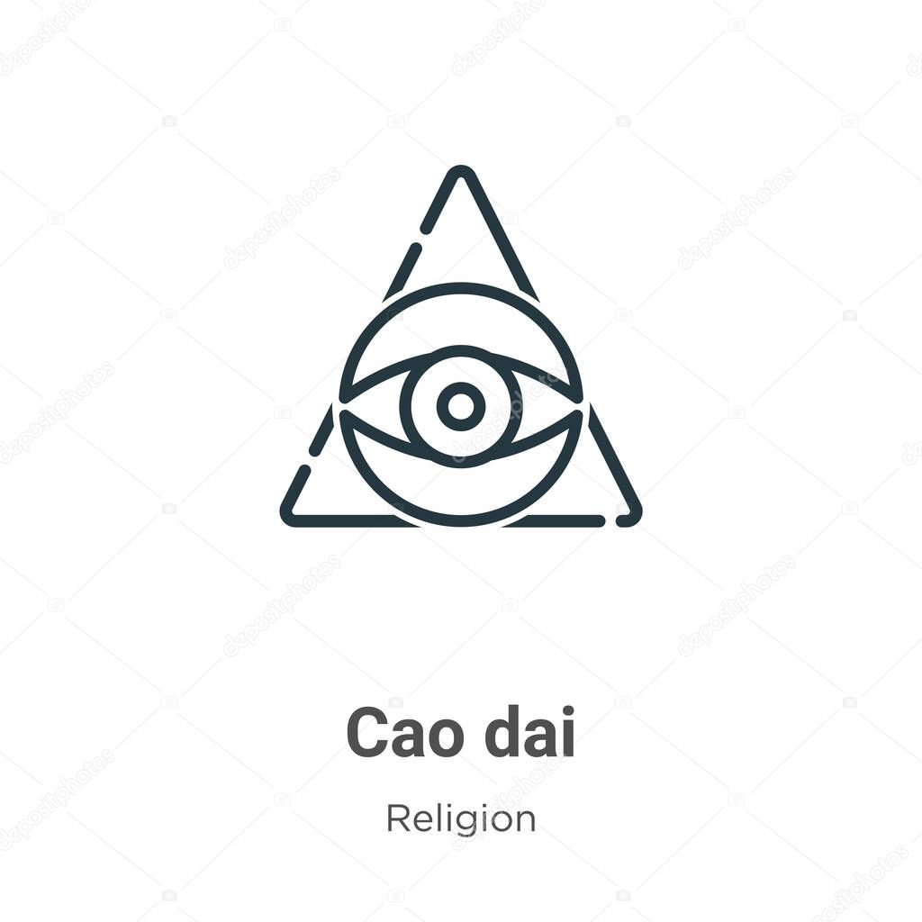 Cao dai outline vector icon. Thin line black cao dai icon, flat vector simple element illustration from editable religion concept isolated stroke on white background