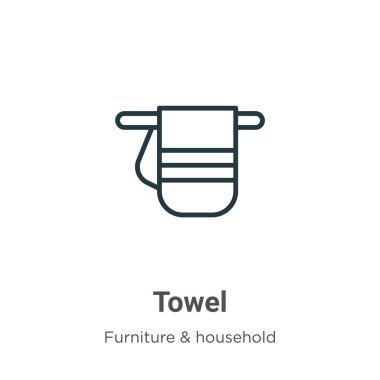 Havlu çizgisi vektör simgesi. İnce çizgi siyah havlu simgesi, düz vektör basit element illüstrasyonuName