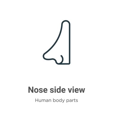 Burun kenar görünümü dış hat vektör simgesi. İnce çizgi siyah burun yan görünüm simgesi, düz vektör basit element gösterimi, düzenlenebilir insan vücut parçaları konsepti, beyaz arkaplan üzerinde izole edilmiş vuruş
