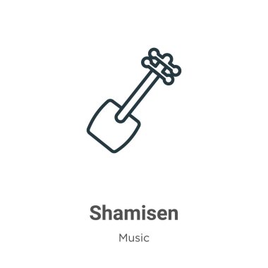 Shamisen ana hat vektör simgesi. İnce çizgi siyah shamisen simgesi, düz vektör basit element illüstrasyonu düzenlenebilir müzik konseptinden beyaz arkaplanda izole edilmiş vuruş