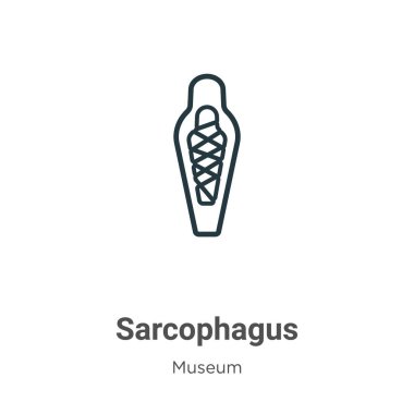 Taşmezar ana hat vektör simgesi. İnce çizgi siyah lahit simgesi, düz vektör basit element illüstrasyonu düzenlenebilir müze kavramından beyaz zemin üzerinde izole edilmiş vuruş