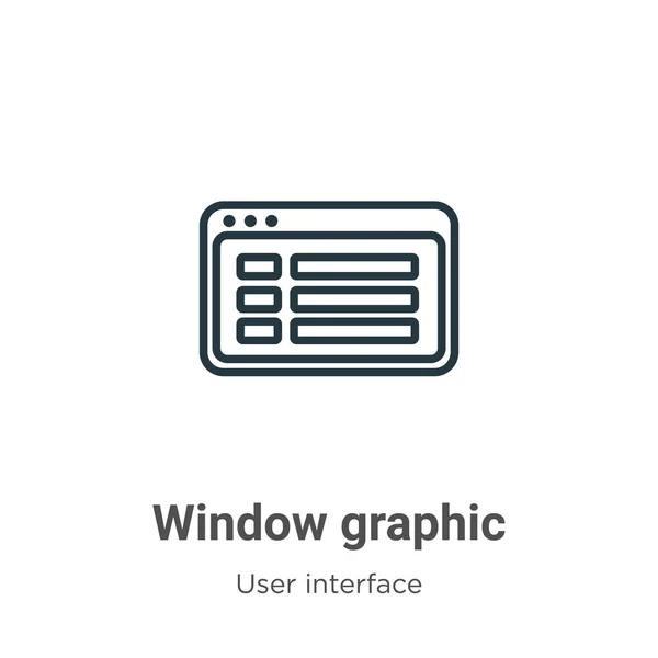 Ícone Vetor Contorno Gráfico Janela Ícone Gráfico Janela Preta Linha — Vetor de Stock