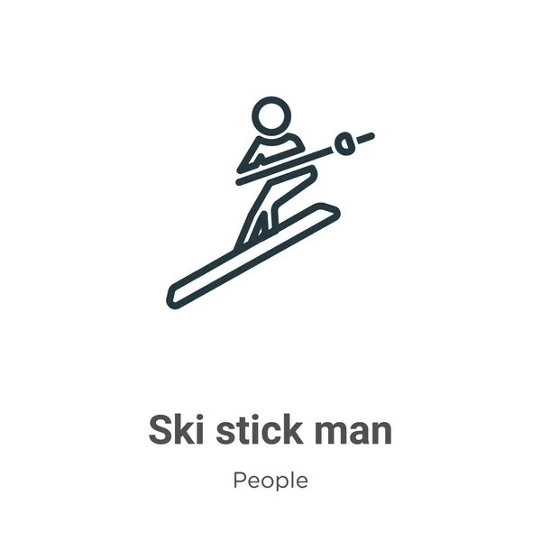 Ski Stick Man Outline Vector Icon Thin Line Black Ski — Stock Vector