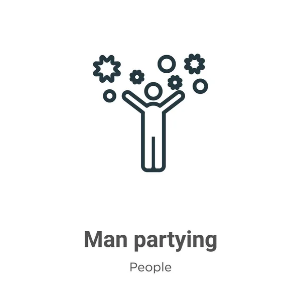 男性のパーティーアウトラインベクトルアイコン 細い線黒男パーティーアイコン フラットベクトルシンプルな要素イラストから編集可能な人々のコンセプト白の背景に孤立ストローク — ストックベクタ