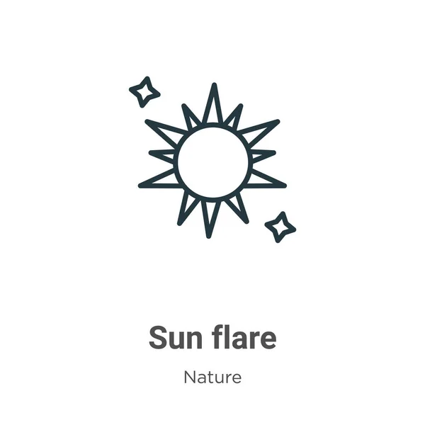 太陽フレアアウトラインベクトルアイコン 白地に線状の黒い太陽フレアアイコン 編集可能な自然コンセプトからのフラットベクトルシンプルな要素イラスト白の背景に孤立ストローク — ストックベクタ