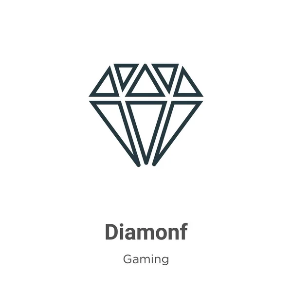 Diamonf Umreißt Vektor Symbol Dünne Linie Schwarzer Diamant Symbol Flacher — Stockvektor