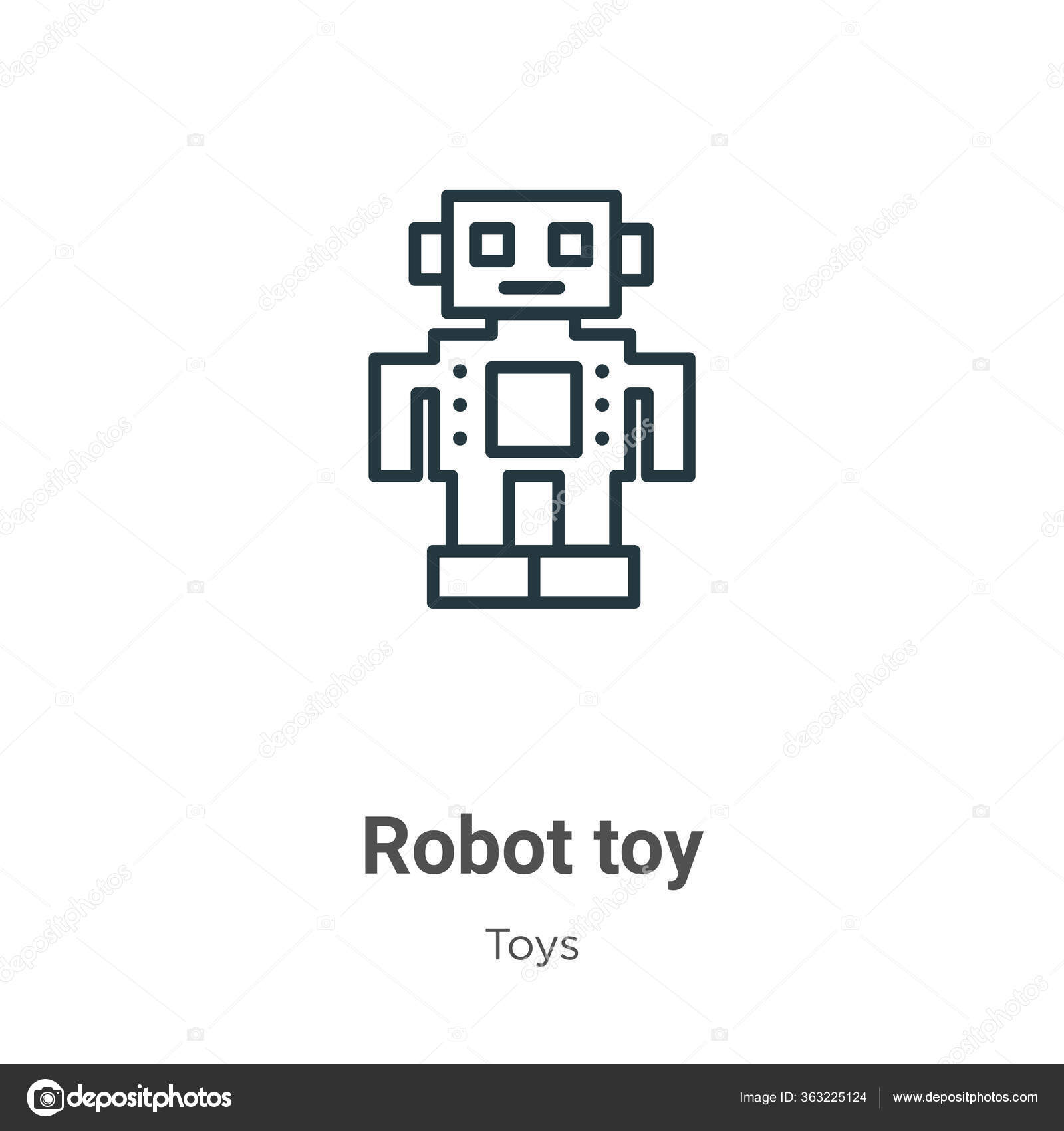 Робот Игрушка Контур Векторного Значка Тонкая Линия Черного Робота.