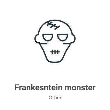Frankesntein canavar taslak vektör simgesi. İnce çizgi siyah frankesntein canavar simgesi, düz vektör basit element illüstrasyonu düzenlenebilir diğer kavram izole edilmiş beyaz arkaplan vuruşu