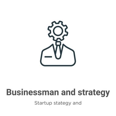 İş adamı ve strateji taslak vektör simgesi. İnce çizgi siyah işadamı ve strateji simgesi, düz vektör basit element çizimi, düzenlenebilir başlangıç durumu ve başarı konsepti izole felç