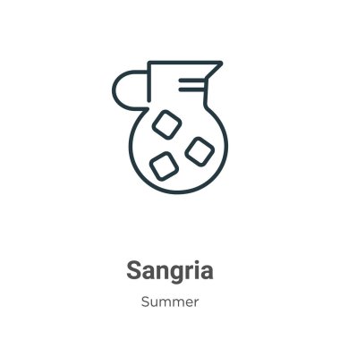 Sangria ana hat vektör ikonu. İnce çizgi siyah sangria simgesi, düz vektör basit element illüstrasyonu düzenlenebilir yaz konseptinden beyaz arkaplanda izole edilmiş felç