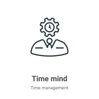 Zaman zihin çizgisi vektör simgesi. İnce çizgi siyah zaman zihin simgesi, düz vektör basit element illüstrasyonu düzenlenebilir zaman yönetimi kavramından beyaz arkaplanda izole edilmiş vuruş