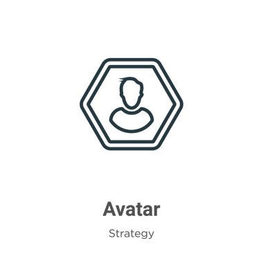 Avatar ana hatlı vektör simgesi. İnce çizgi siyah avatar simgesi, düz vektör basit element illüstrasyonu düzenlenebilir strateji kavramından beyaz arkaplanda izole edilmiş vuruş