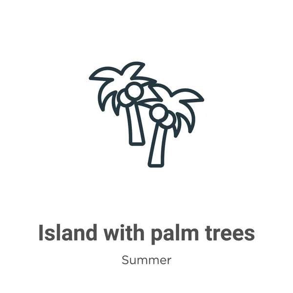 Île Avec Des Palmiers Contour Icône Vectorielle Ligne Mince Île — Image vectorielle