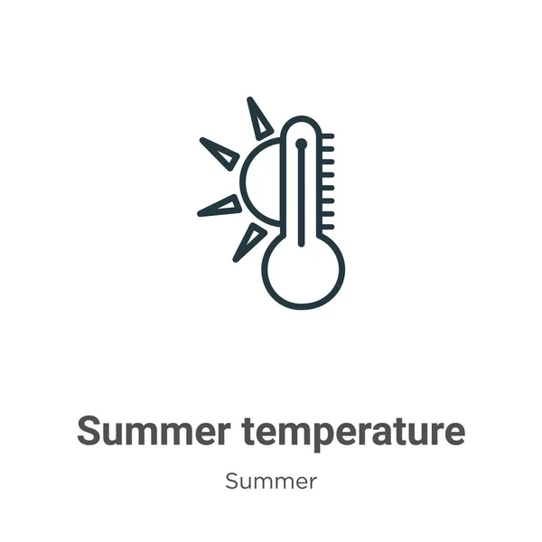 Ícone Vetor Contorno Temperatura Verão Linha Fina Ícone Temperatura Verão —  Vetores de Stock