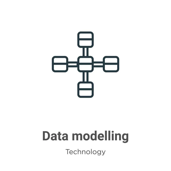 Ikona Vektoru Datového Modelování Tenká Čára Černá Data Modelování Ikona — Stockový vektor