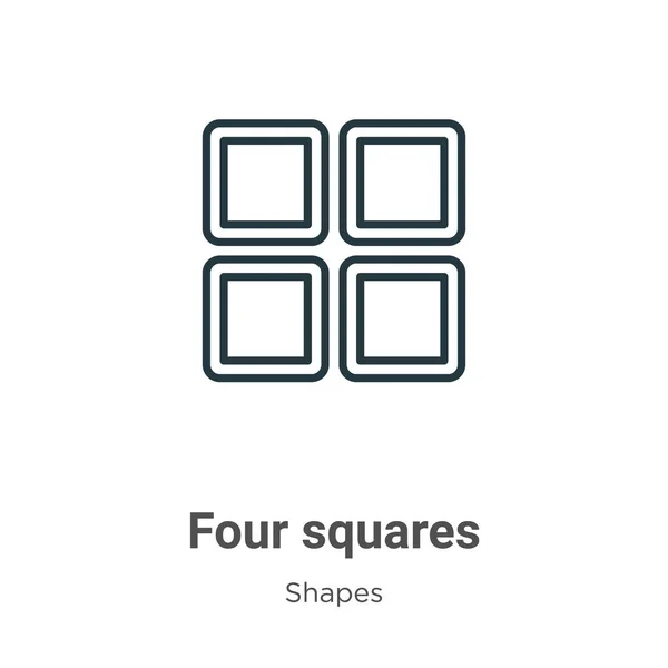 四个正方形的矢量图标 细线黑色四平方图标 平面矢量简单元素图解从可编辑形状概念孤立笔划白色背景 — 图库矢量图片