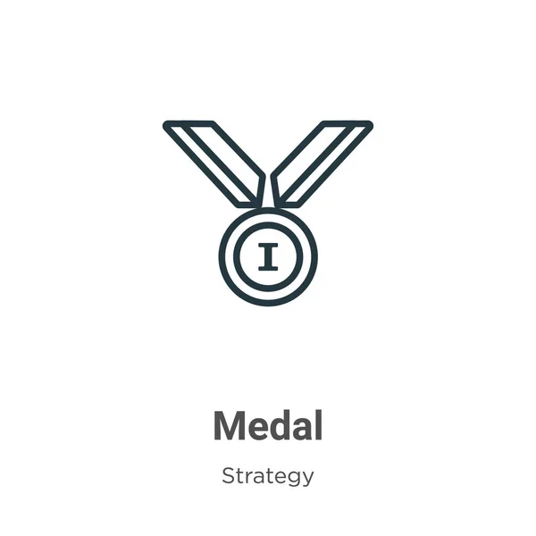 Medal Outline Vector Icon Thin Line Black Medal Icon Flat — Stock Vector