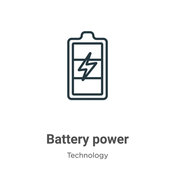 Batterij Power Outline Vector Icoon Dunne Lijn Zwarte Batterij Power — Stockvector