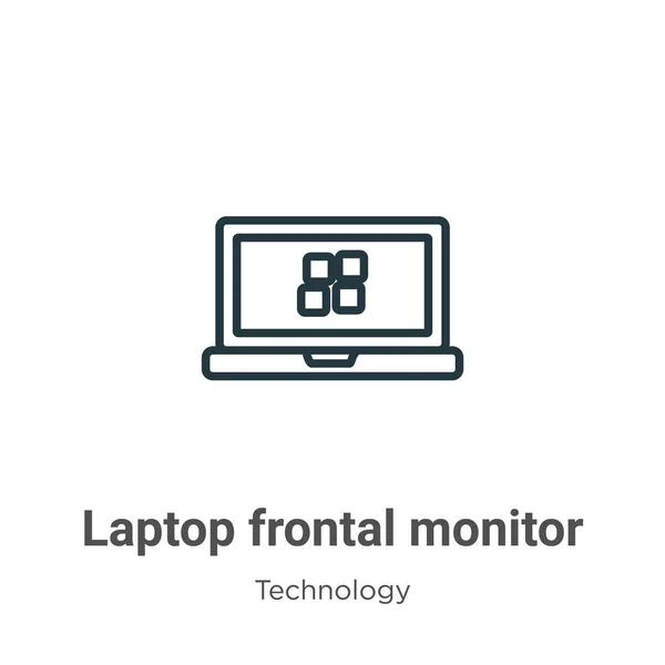 Monitor Frontal Portátil Contorno Icono Vector Icono Monitor Frontal Portátil — Archivo Imágenes Vectoriales