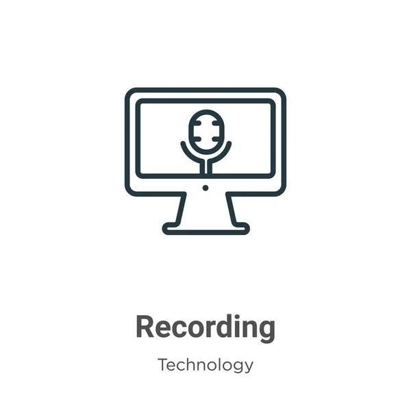 輪郭ベクトルアイコンを記録します 編集可能な技術コンセプトからの薄いライン黒の記録アイコン フラットベクトルシンプルな要素イラスト白の背景に分離ストローク — ストックベクタ