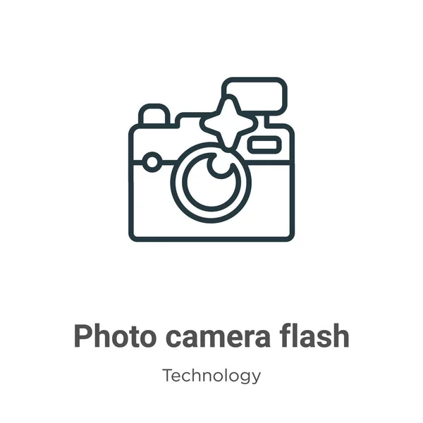 Photo Camera Flash Outline Vector Icon Thin Line Black Photo — Stock Vector