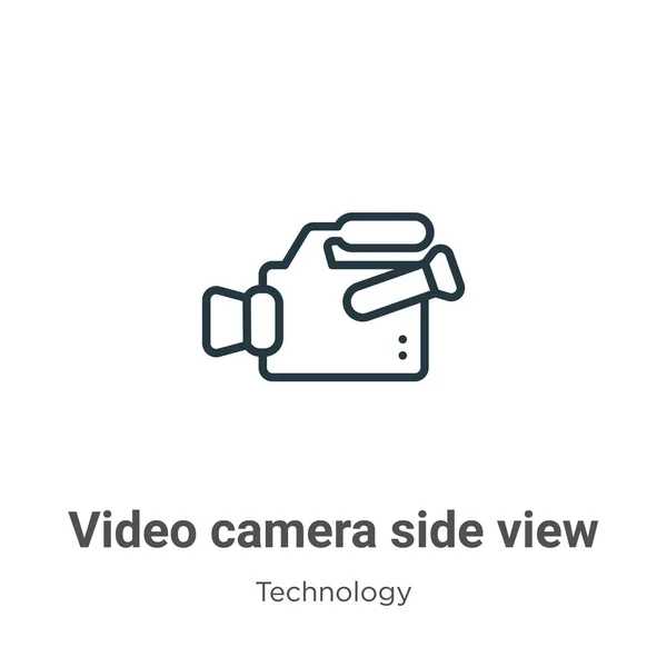 Значок Вектора Контура Видеокамеры Тонкая Линия Черный Видеокамера Боковой Вид — стоковый вектор