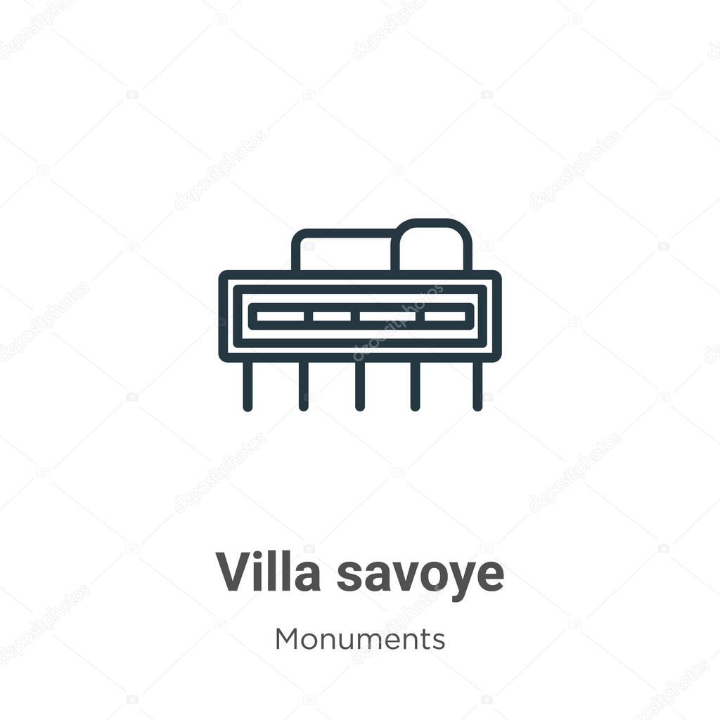 Villa savoye outline vector icon. Thin line black villa savoye icon, flat vector simple element illustration from editable monuments concept isolated stroke on white background