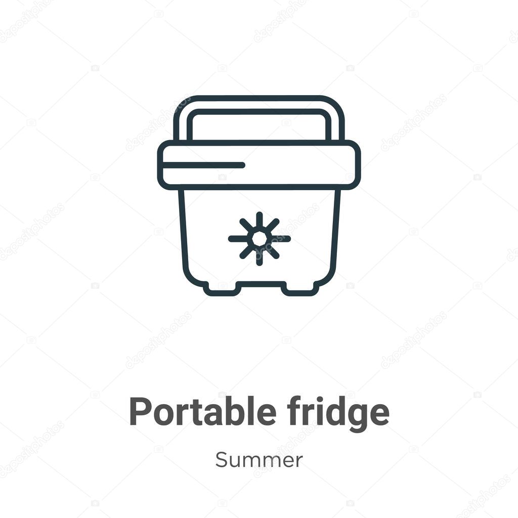 Portable fridge outline vector icon. Thin line black portable fridge icon, flat vector simple element illustration from editable summer concept isolated stroke on white background