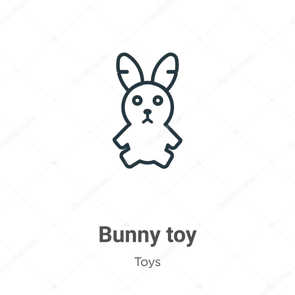 Bunny toy outline vector icon. Thin line black bunny toy icon, flat vector simple element illustration from editable toys concept isolated stroke on white background