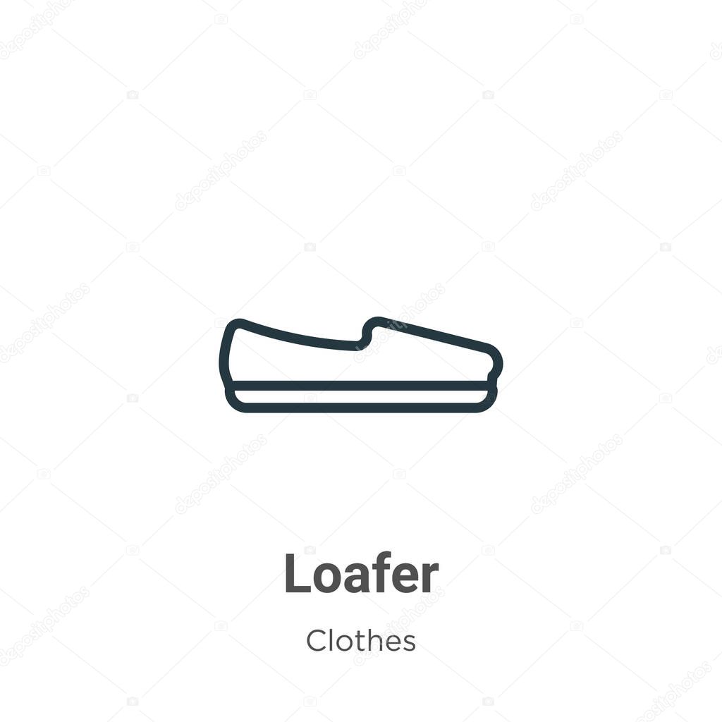 Loafer outline vector icon. Thin line black loafer icon, flat vector simple element illustration from editable clothes concept isolated stroke on white background