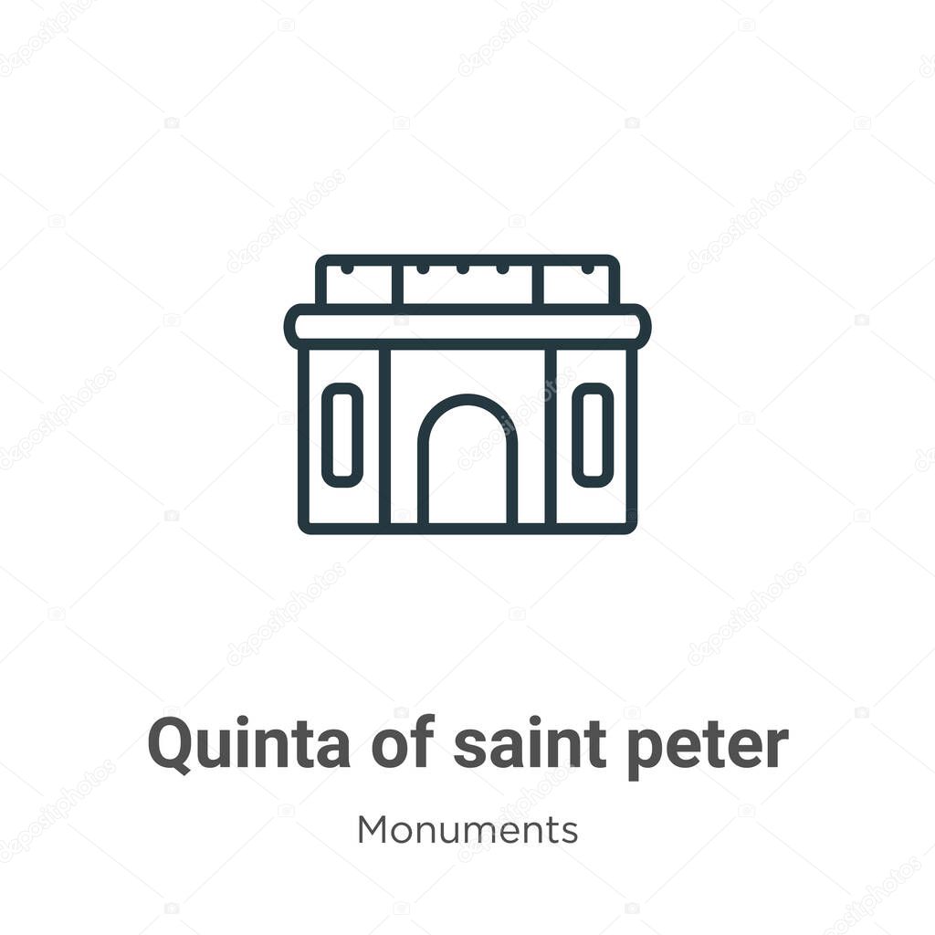 Quinta of saint peter of alexandria outline vector icon. Thin line black quinta of saint peter of alexandria icon, flat vector simple element illustration from editable monuments concept isolated