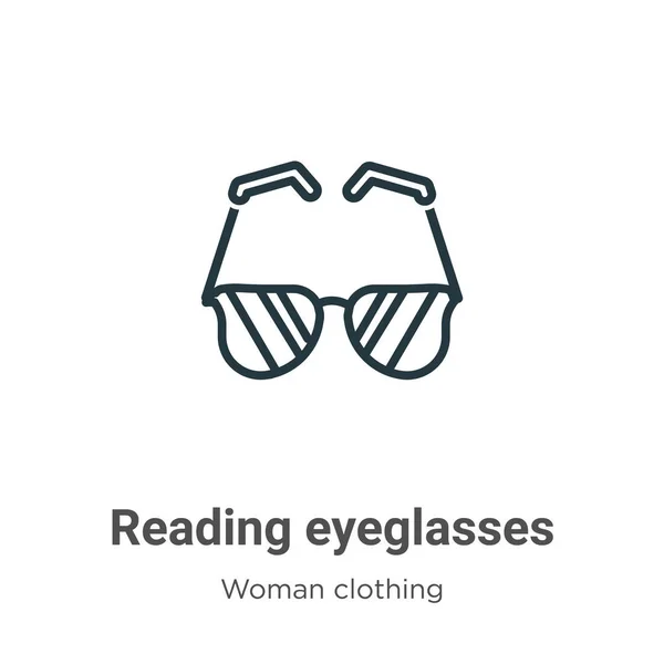 Läsa Glasögon Kontur Vektor Ikon Tunn Linje Svart Läsning Glasögon — Stock vektor