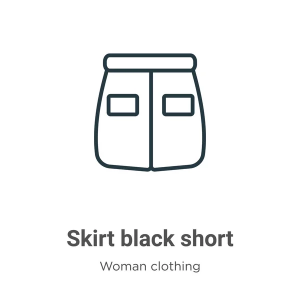 スカート黒のショートアウトラインベクトルアイコン 細い線黒のスカート黒の短いアイコン フラットベクトルシンプルな要素イラストから編集可能な女性の服のコンセプト白の背景に孤立ストローク — ストックベクタ