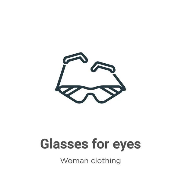 眼镜的眼睛概述矢量图标 眼用细线墨镜图标 平面矢量简单元素图解从可编辑的女装概念中分离出白底笔划 — 图库矢量图片