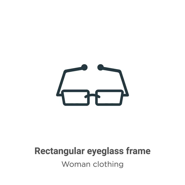 長方形のメガネフレームの輪郭ベクトルアイコン 細い線黒の長方形のメガネフレームアイコン フラットベクトルシンプルな要素イラストから編集可能な女性の服のコンセプト白に孤立ストローク — ストックベクタ