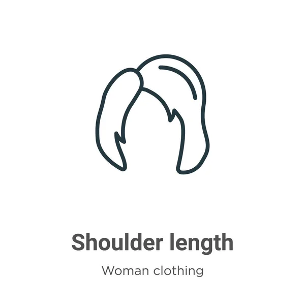肩の長さアウトラインベクトルアイコン 細い線黒の肩の長さのアイコン フラットベクトルシンプルな要素イラストから編集可能な女性の服のコンセプト白の背景に孤立ストローク — ストックベクタ