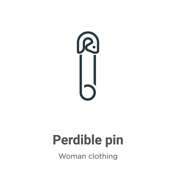 Ícone Vetor Contorno Pino Permeável Linha Fina Preto Perdible Pin —  Vetores de Stock