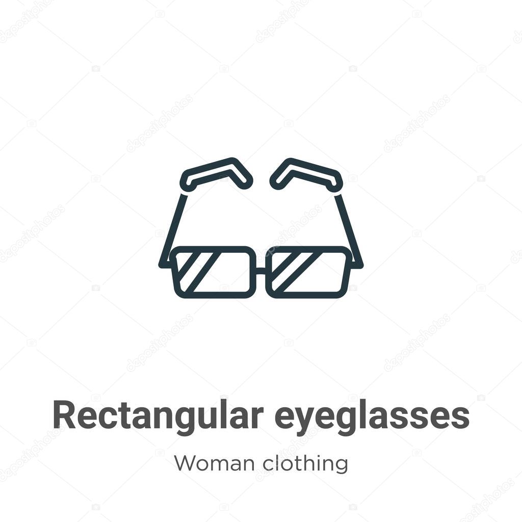 Rectangular eyeglasses outline vector icon. Thin line black rectangular eyeglasses icon, flat vector simple element illustration from editable woman clothing concept isolated stroke on white