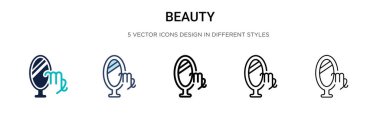 Güzellik ikonu, ince çizgi, özet ve vuruş stili. Mobil, ui, web için iki renkli ve siyah güzellik vektör ikonu tasarımı vektör illüstrasyonu kullanılabilir