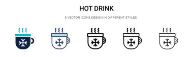 Sıcak içecek ikonu, ince çizgi, özet ve vuruş stili. Mobil, ui, web için iki renkli ve siyah sıcak içecek vektör ikonu tasarımı vektör illüstrasyonu kullanılabilir