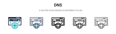 Dns simgesi dolu, ince çizgi, özet ve vuruş stili. Mobil, ui, web için iki renkli ve siyah dns vektör ikonu tasarımı vektör illüstrasyonu kullanılabilir