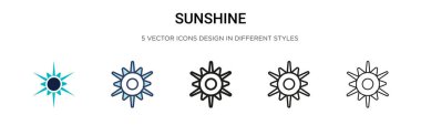 Güneş ışığı ikonu, ince çizgi, özet ve vuruş stili. Mobil, ui, web için iki renkli ve siyah güneş ışığı vektör ikonu tasarımı vektör illüstrasyonu kullanılabilir