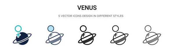 Венера Значок Заполненной Тонкой Линии Контур Штрих Стиле Векторная Иллюстрация — стоковый вектор